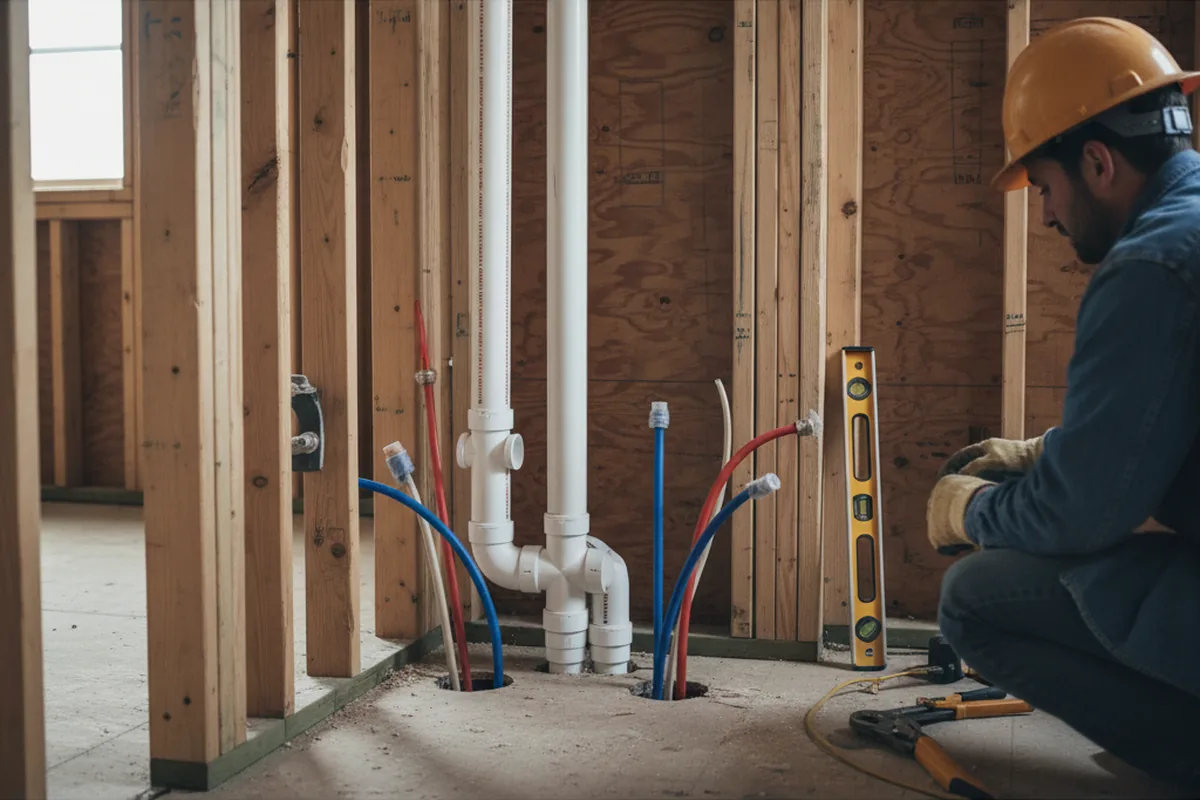 Drain and supply rough-in during Garbage Disposal Repair in Fly Creek